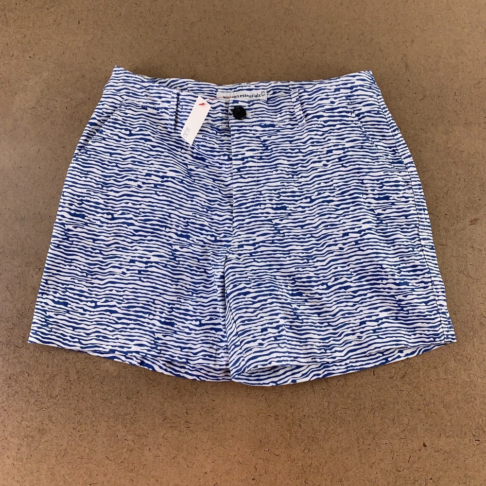 Amazon Essentials Womens Size 8 Blue White 5" Inseam Casual Shorts NWT